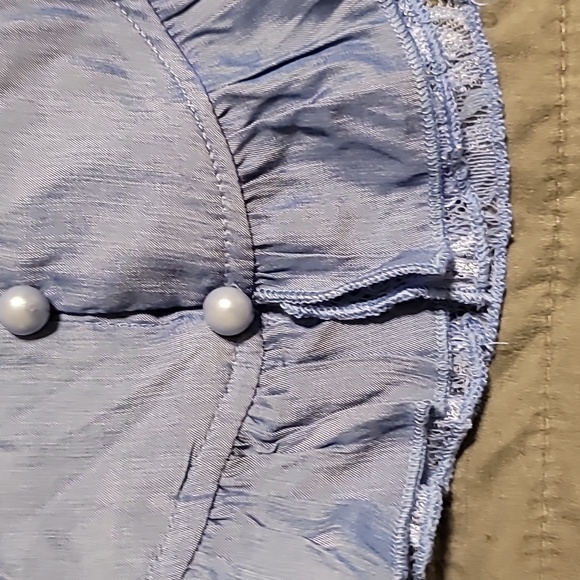 Victorian style short sleeve blue women's size medium blouse - Picture 8 of 9